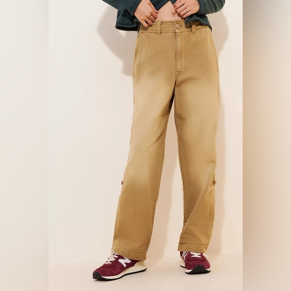 NWT Free People Cleo Washed Antelope Chino Pants Denim Straight Leg Pants Size 8